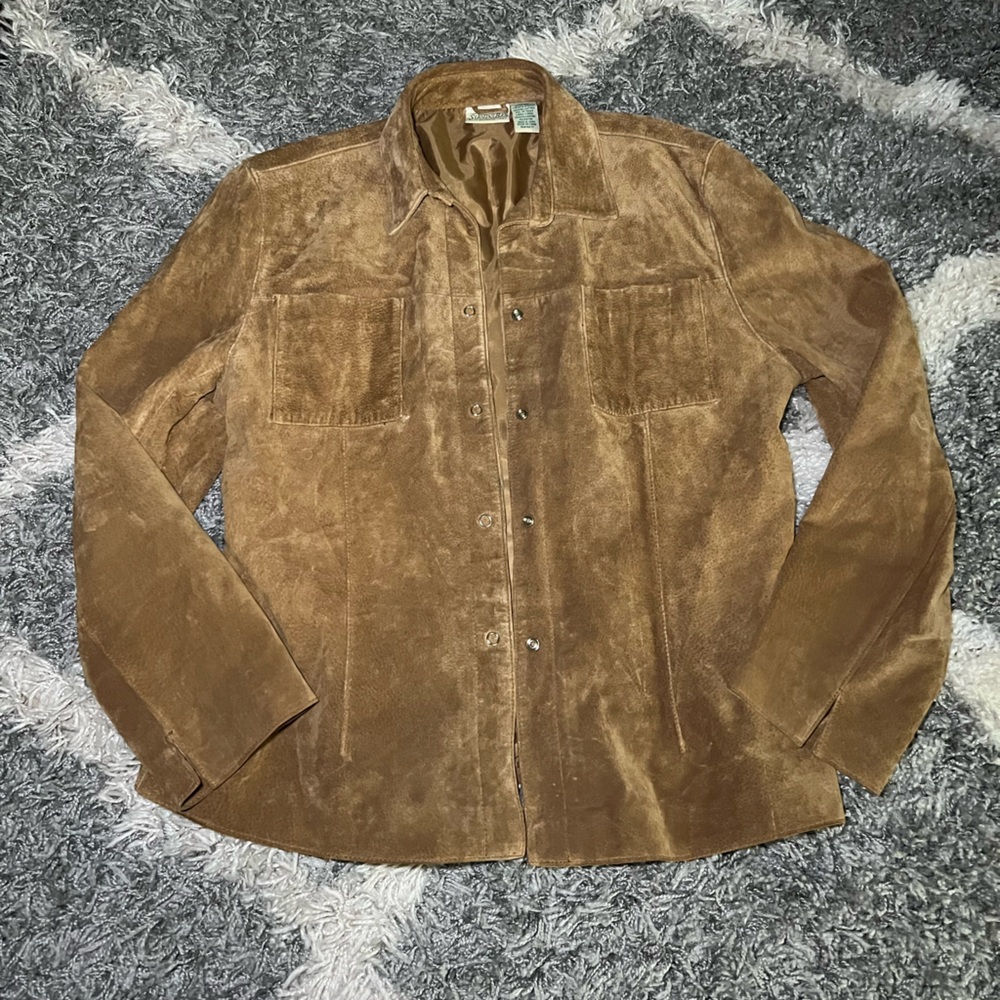St. John's Bay Tan Genuine‎ Leather Button Down Shirt